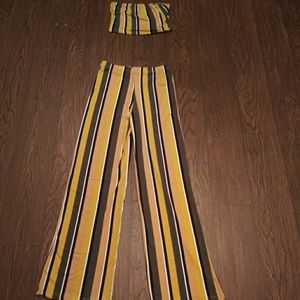 Mustard Cropped Tube Top & Pants Set